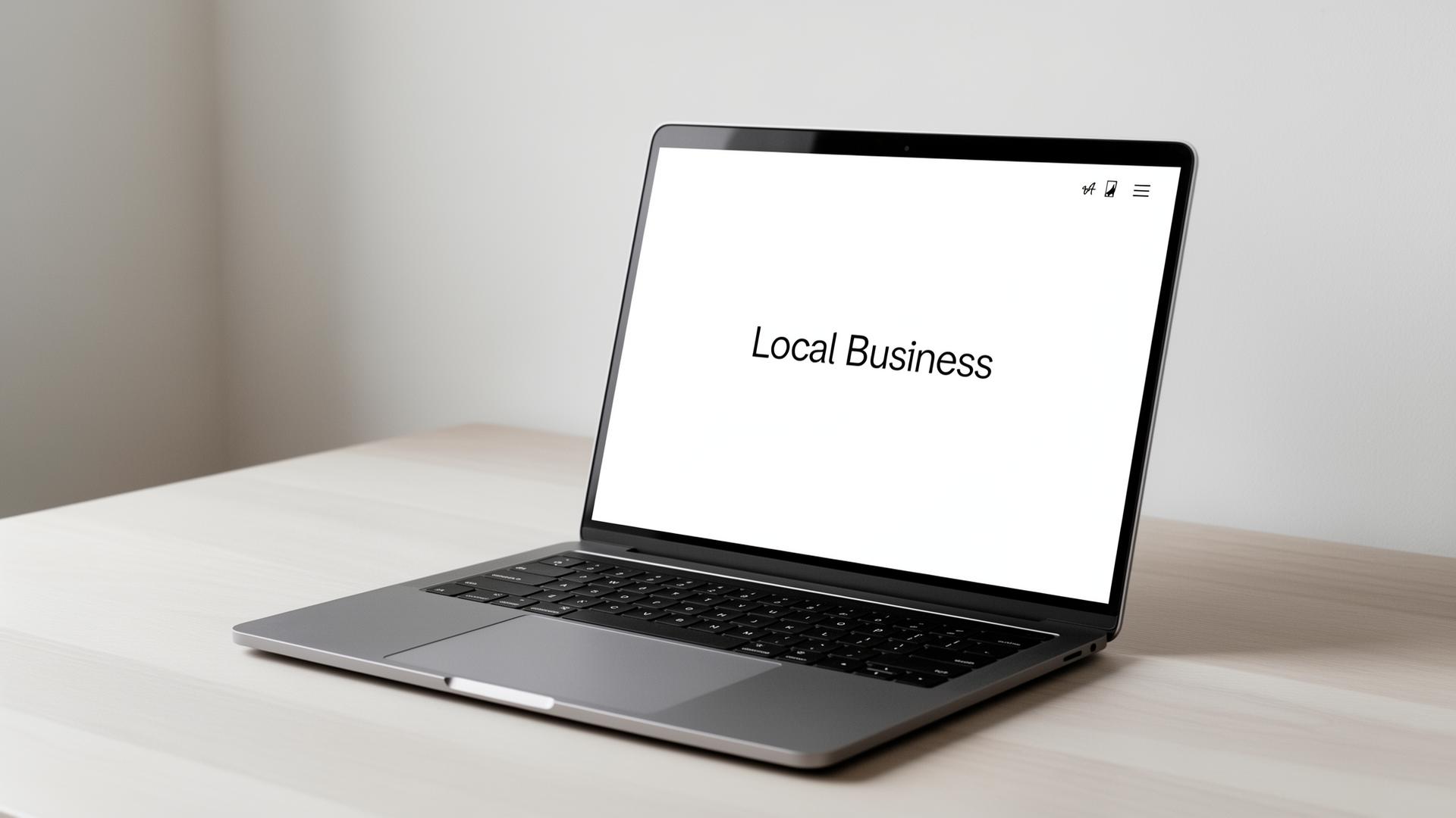 Beispielhafte Webseite eines lokalen Unternehmens auf einem Laptop